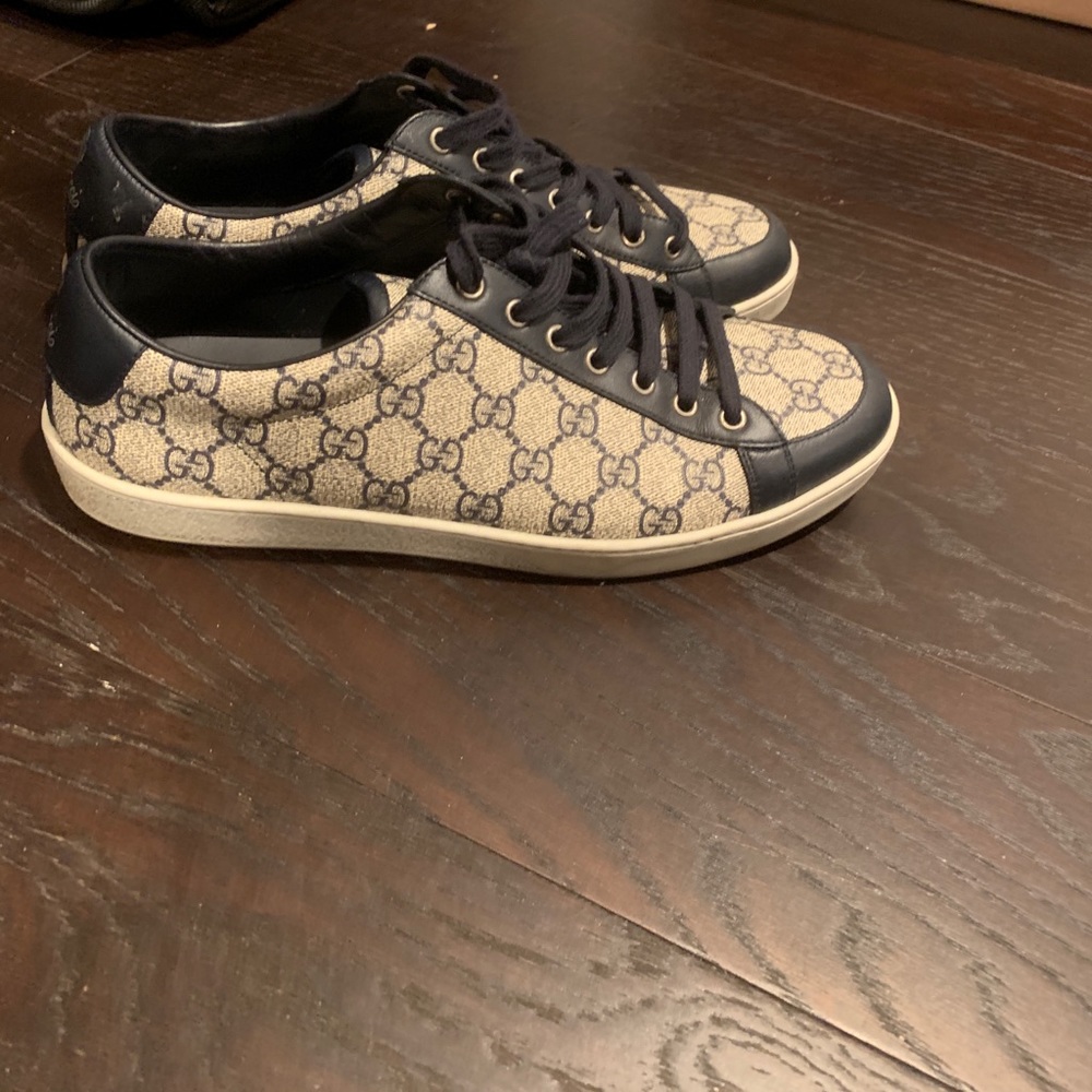 Gucci canvas leather blue sneaker low top